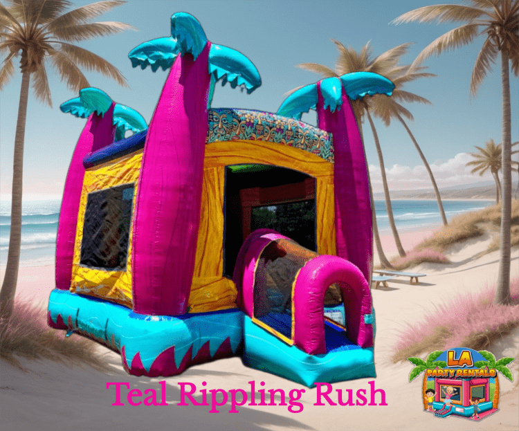 Teal Rippling Rush Bounce house